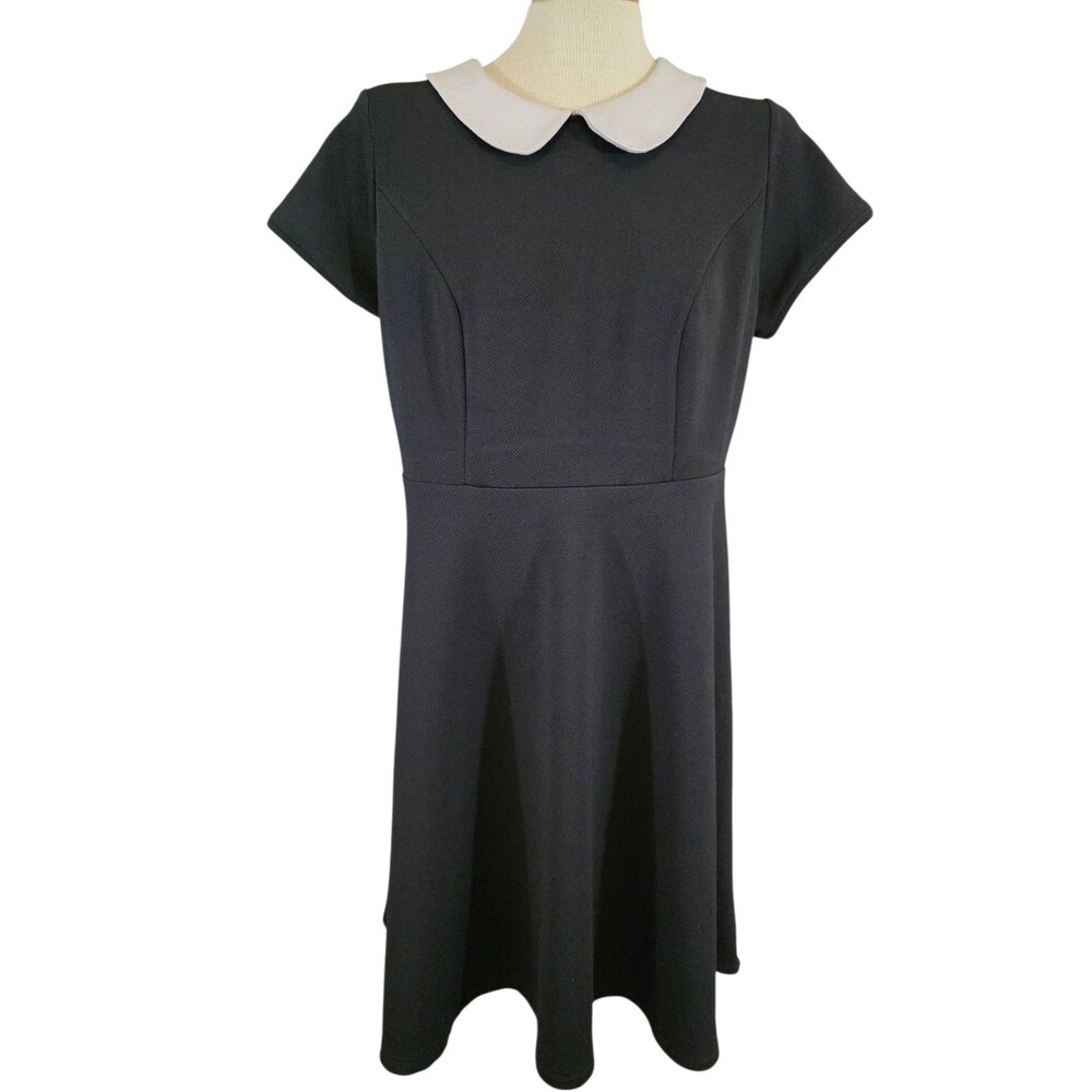 Torrid Dress Womans 1 Black Peter Pan Collar Skater Goth Vamp Wednesday Adams